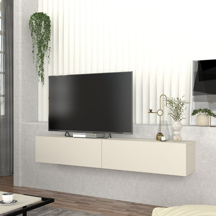 Mobile TV da Parete Nolven con 2 Ante a Ribalta 180 x 32 x 30 cm - Greige [en.casa]