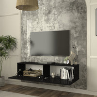 Mobile TV da Parete Nolven con 2 Ante a Ribalta 135 x 32 x 30 cm - Nero [en.casa]