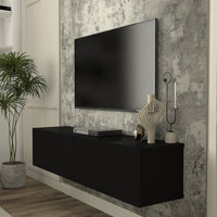 Mobile TV da Parete Nolven con 2 Ante a Ribalta 135 x 32 x 30 cm - Nero [en.casa]