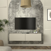 Mobile TV da Parete Nolven con 2 Ante a Ribalta 135 x 32 x 30 cm - Greige [en.casa]