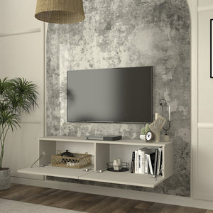 Mobile TV da Parete Nolven con 2 Ante a Ribalta 135 x 32 x 30 cm - Greige [en.casa]