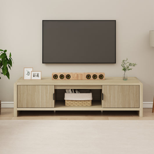 Mobile TV Lukkodso con 2 Ante e Vano Centrale Aperto 150x40x40 cm Effetto Rovere [en.casa]