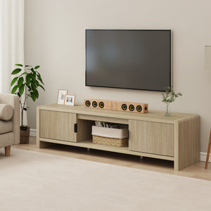 Mobile TV Lukkodso con 2 Ante e Vano Centrale Aperto 150x40x40 cm Effetto Rovere [en.casa]