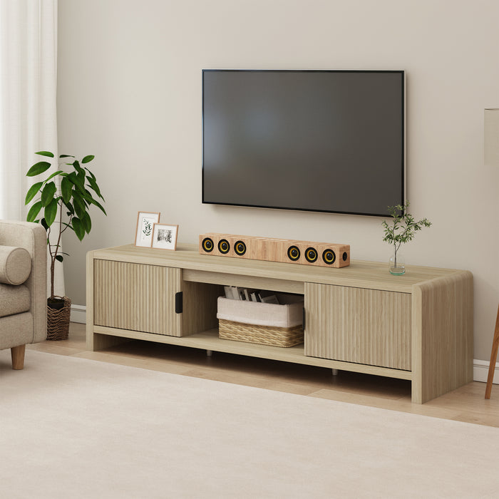 Mobile TV Lukkodso con 2 Ante e Vano Centrale Aperto 150x40x40 cm Effetto Rovere [en.casa]