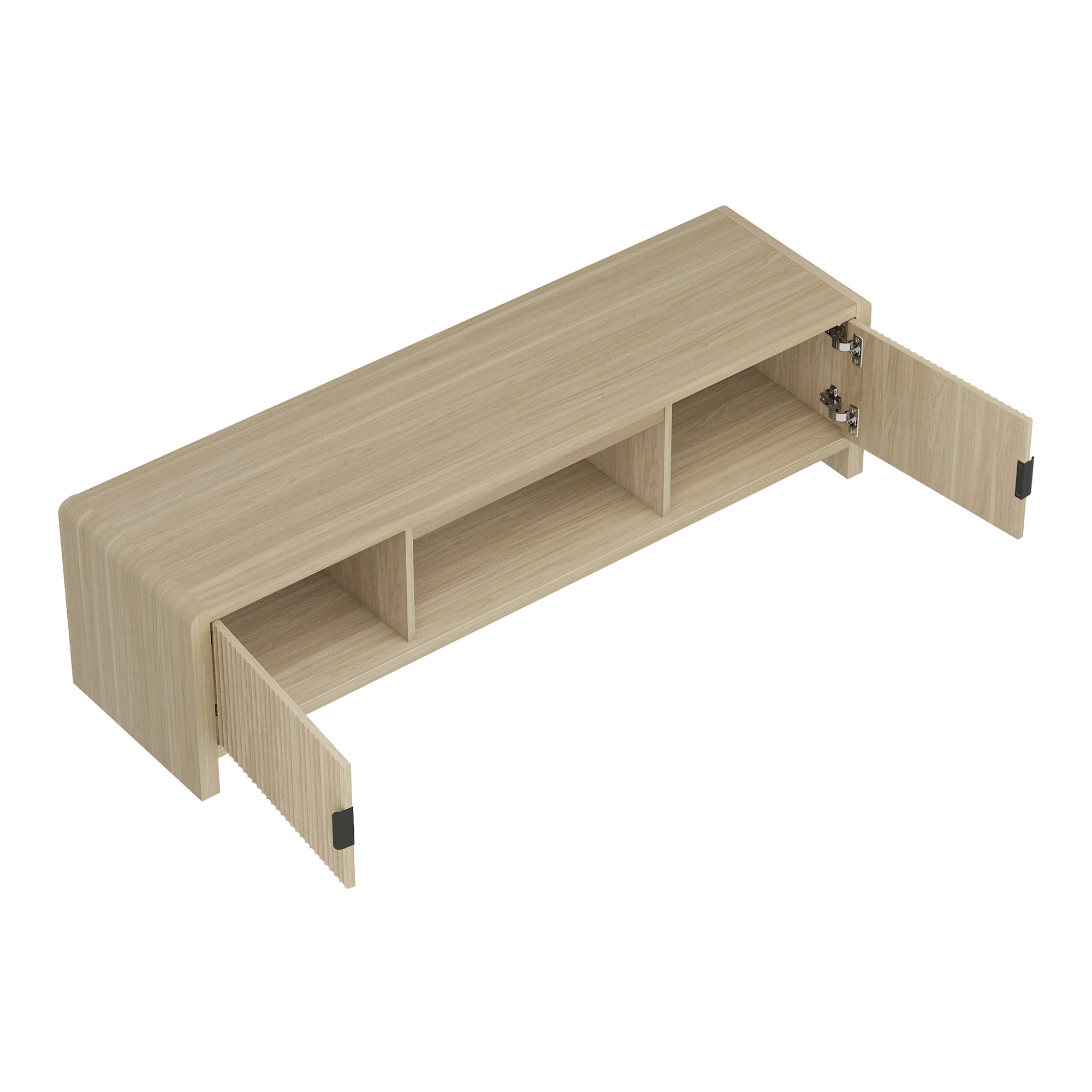 Mobile TV Lukkodso con 2 Ante e Vano Centrale Aperto 150x40x40 cm Effetto Rovere [en.casa]