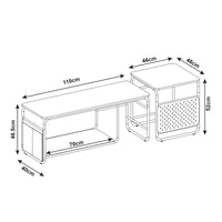 Set Dyrøy 2 in 1 Mobile TV e Tavolino Basso Sovrapponibile Bianco / Effetto Rovere [en.casa]
