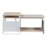 Set Dyrøy 2 in 1 Mobile TV e Tavolino Basso Sovrapponibile Bianco / Effetto Rovere [en.casa]