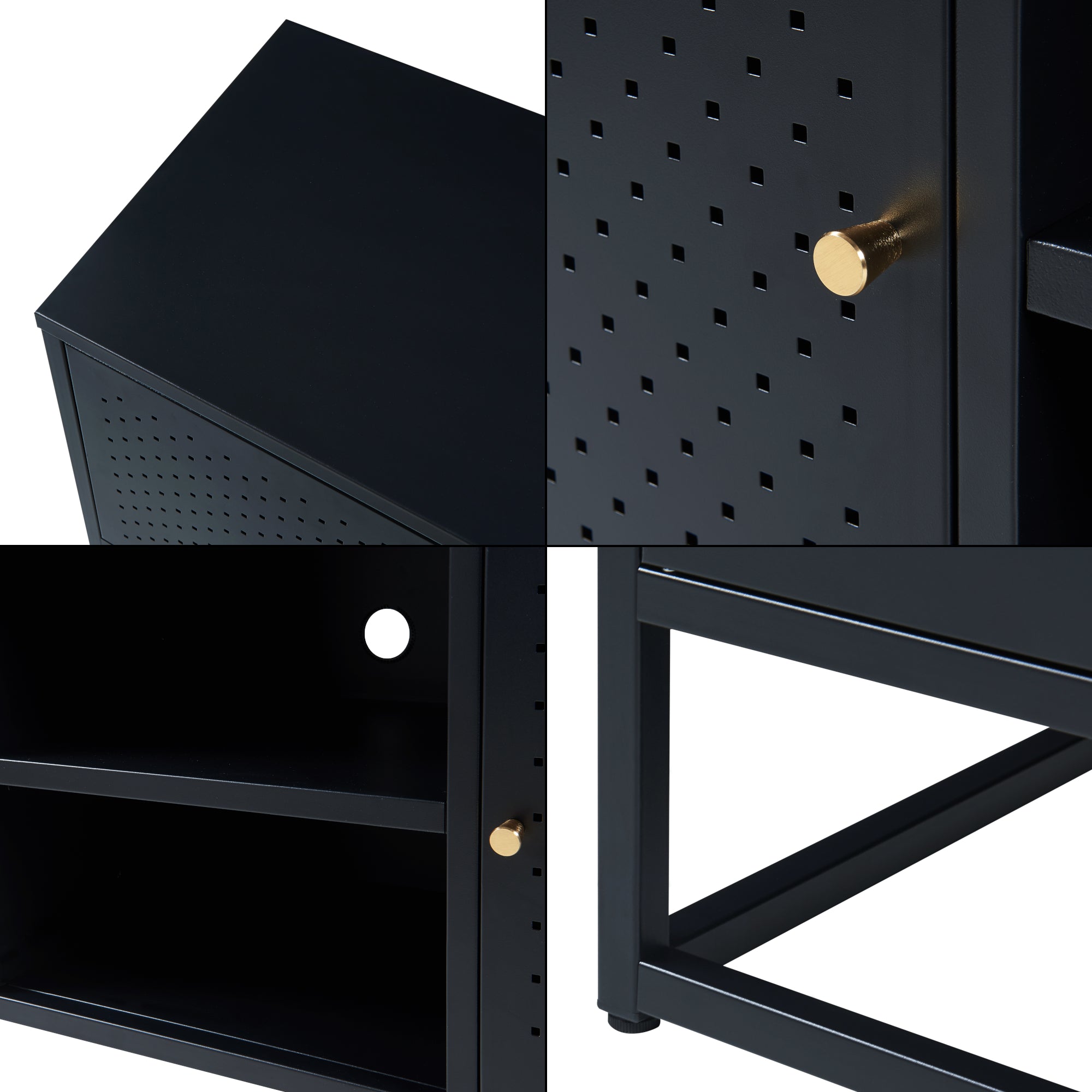 Mobile TV Janakkala a 2 Ante in Acciaio - Nero [en.casa]