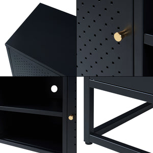 Mobile TV Janakkala a 2 Ante in Acciaio - Nero [en.casa]