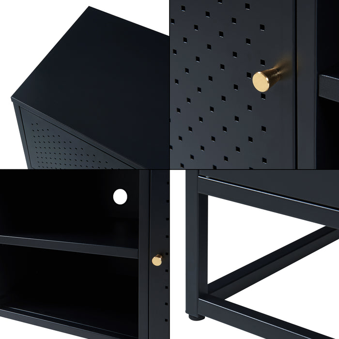 Mobile TV Janakkala a 2 Ante in Acciaio - Nero [en.casa]