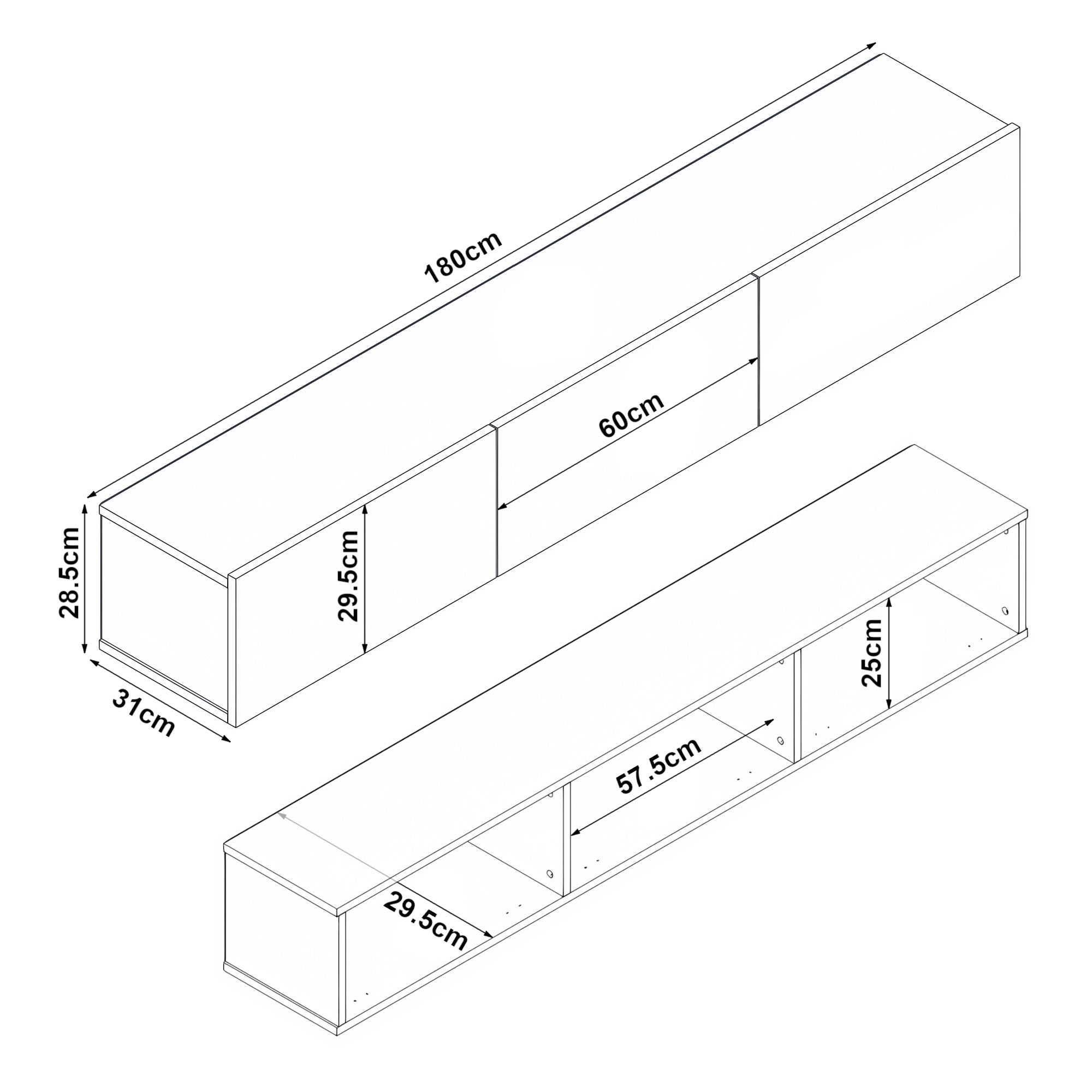Mobile TV 180 x 31 x 295 cm bianco 03_0007875