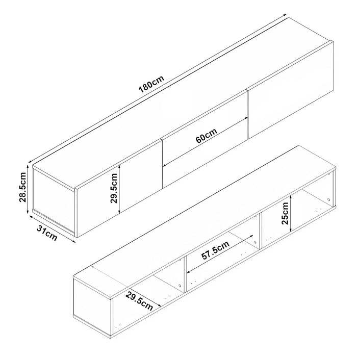 Mobile TV 180 x 31 x 295 cm bianco 03_0007875