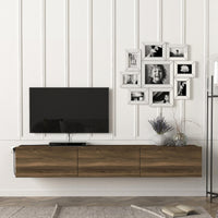 Mobile TV da Parete Vihti con 3 Ante a Ribalta Armadietto Pensile - Effetto Noce [en.casa]