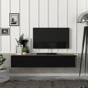 Toivakka Mobile TV da Parete Effetto Rovere / Nero 135x31x25 cm [en.casa]