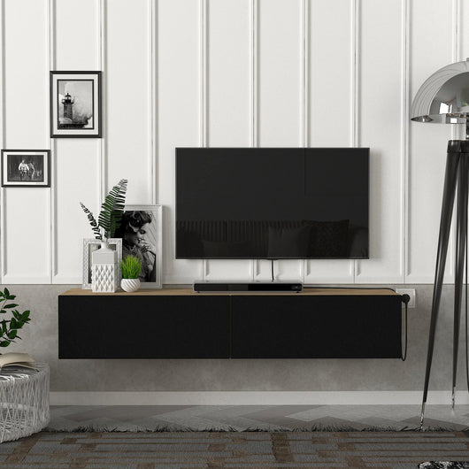 Toivakka Mobile TV da Parete Effetto Rovere / Nero 135x31x25 cm [en.casa]