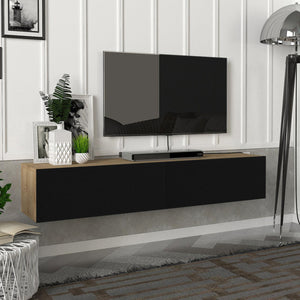 Toivakka Mobile TV da Parete Effetto Rovere / Nero 135x31x25 cm [en.casa]