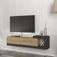 Mobile TV Sospeso 150 x 29,5 x 38,5 cm Mobile Porta TV a Parete Supporto TV a Muro con Anta a Ribalta e Scomparto