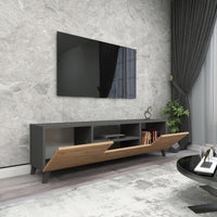 Mobile Porta TV Torsby con Scomparti Chiusi 46 x 140 x 30 cm Antracite / Effetto Rovere [en.casa]