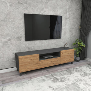 Mobile Porta TV Torsby con Scomparti Chiusi 46 x 140 x 30 cm Antracite / Effetto Rovere [en.casa]