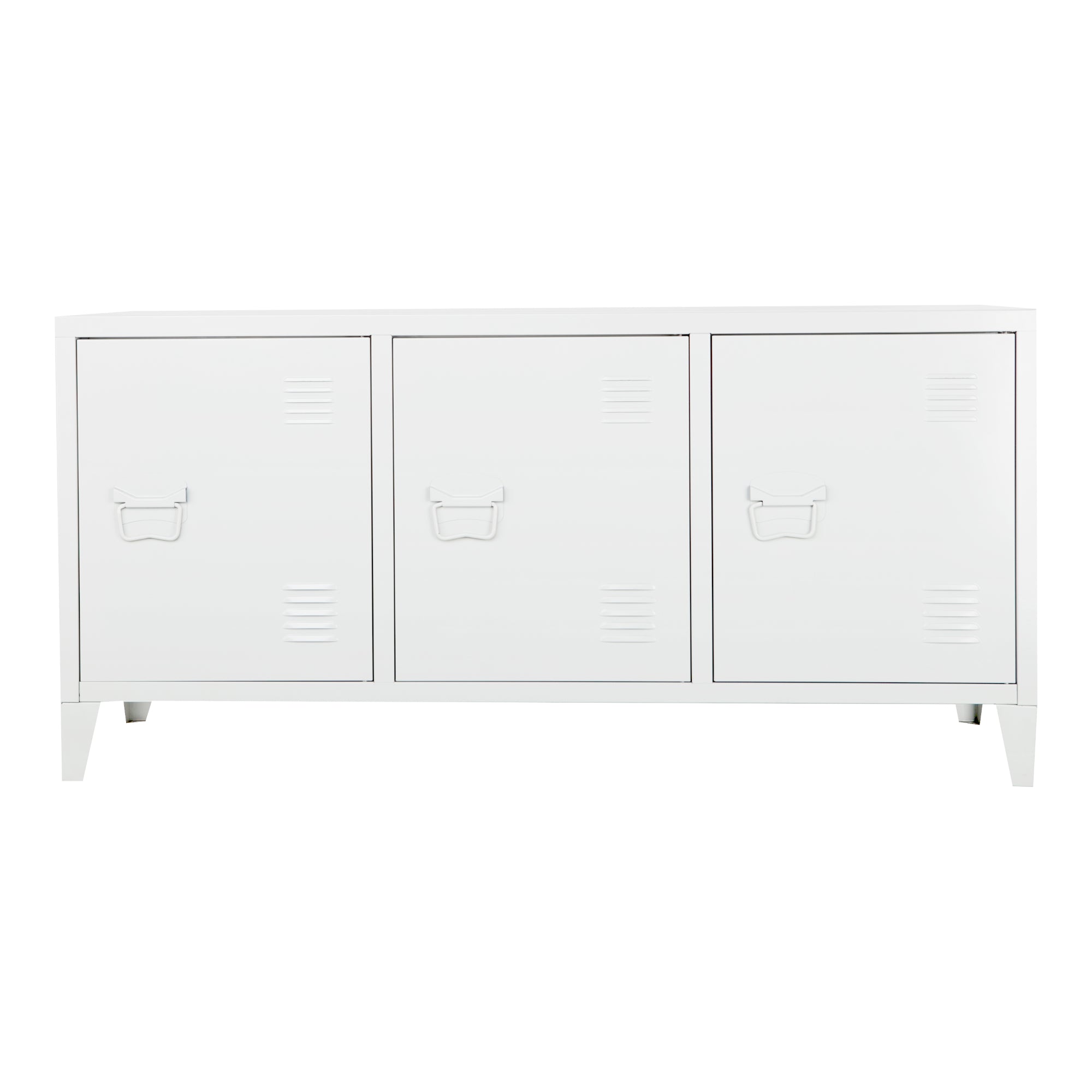 Mobile TV Kotka con 3 Ante Acciaio Bianco [en.casa]