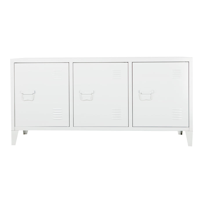 Mobile TV Kotka con 3 Ante Acciaio Bianco [en.casa]