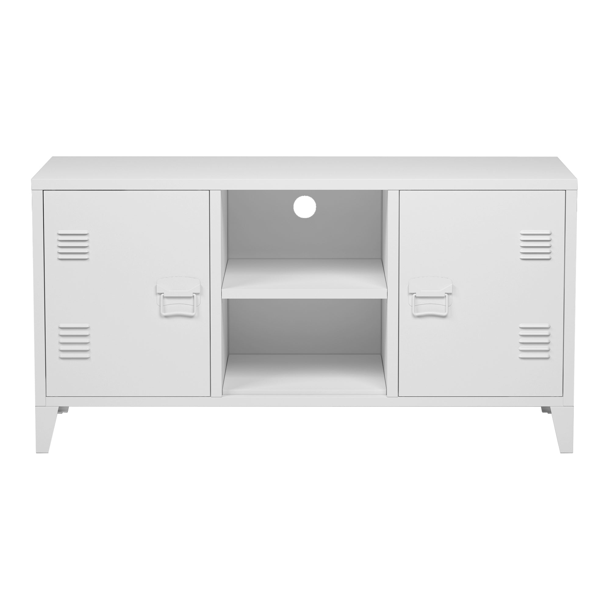 Mobile TV Kotka con 2 Ante Acciaio Bianco [en.casa]