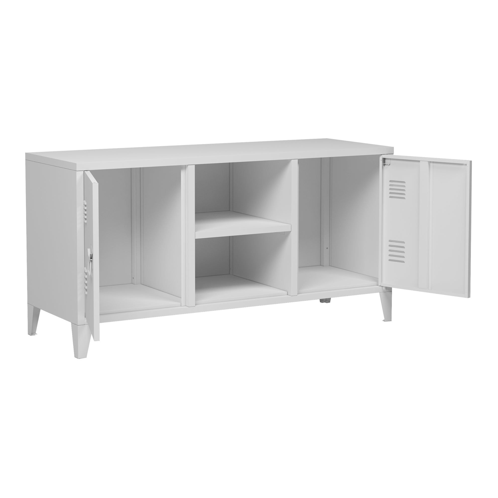 Mobile TV Kotka con 2 Ante Acciaio Bianco [en.casa]