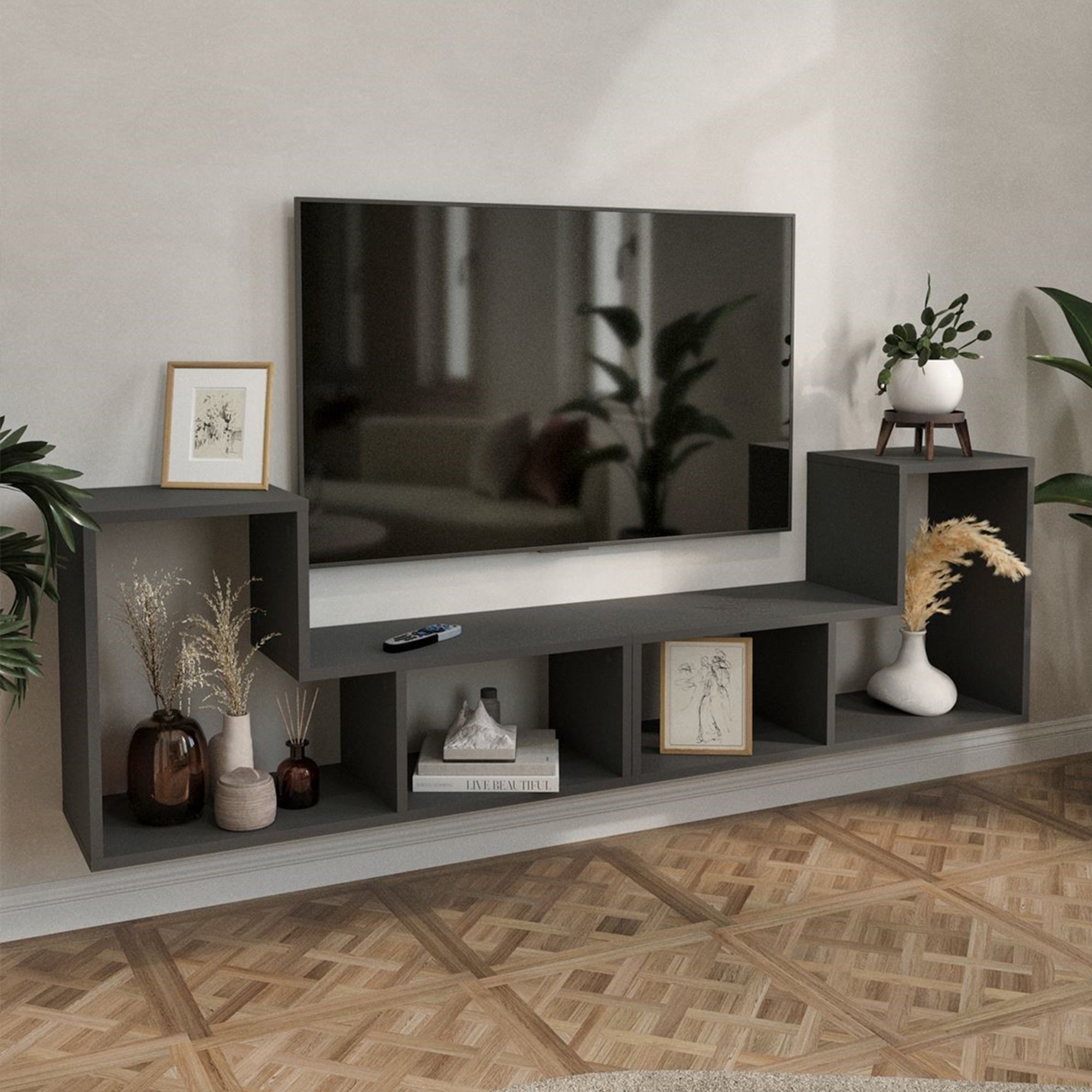 Mobile Modulare Hustersurd 2 Elementi a Forma di L - Antracite [en.casa]