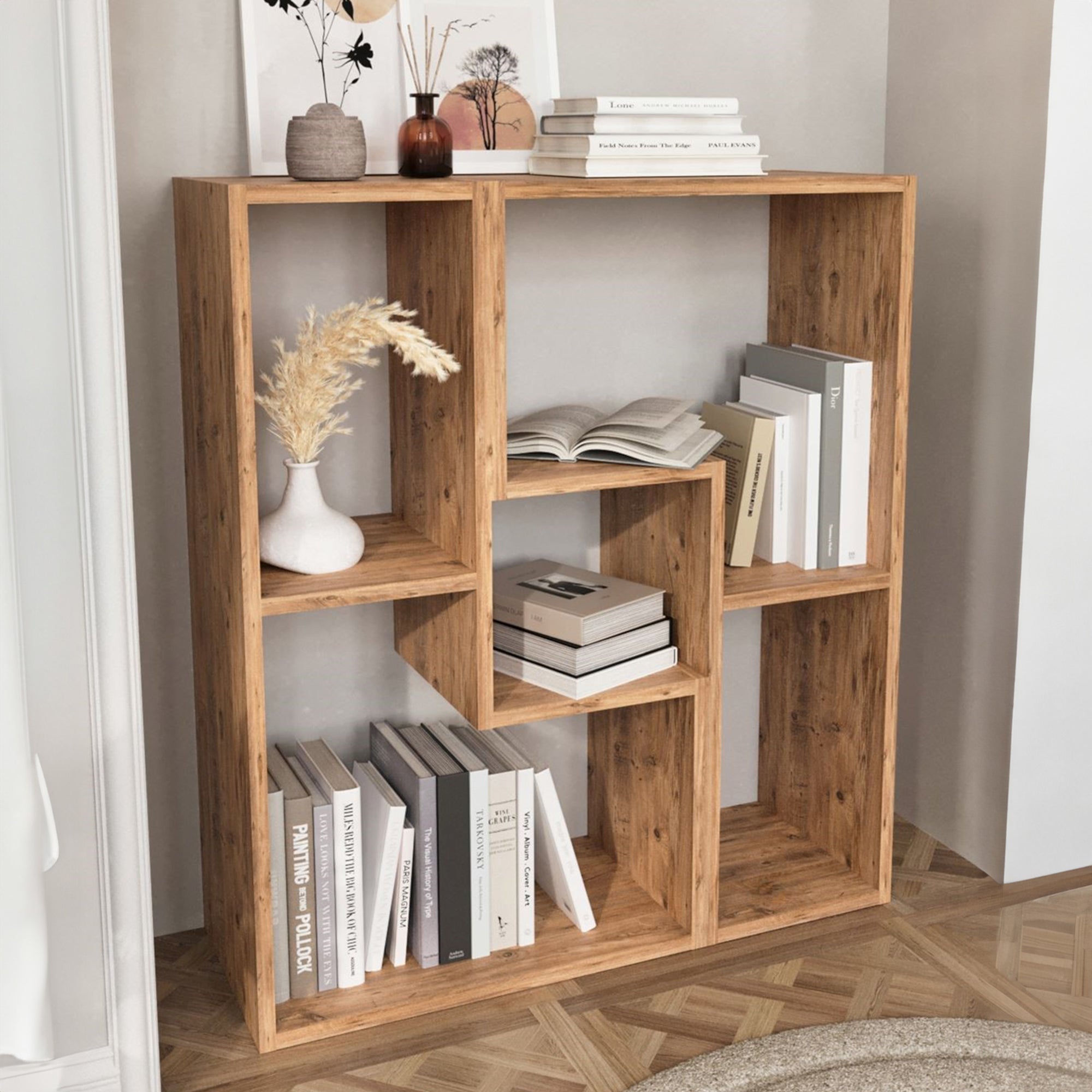 Mobile Modulare Hustersurd 2 Elementi a Forma di L - Effetto Rovere [en.casa]