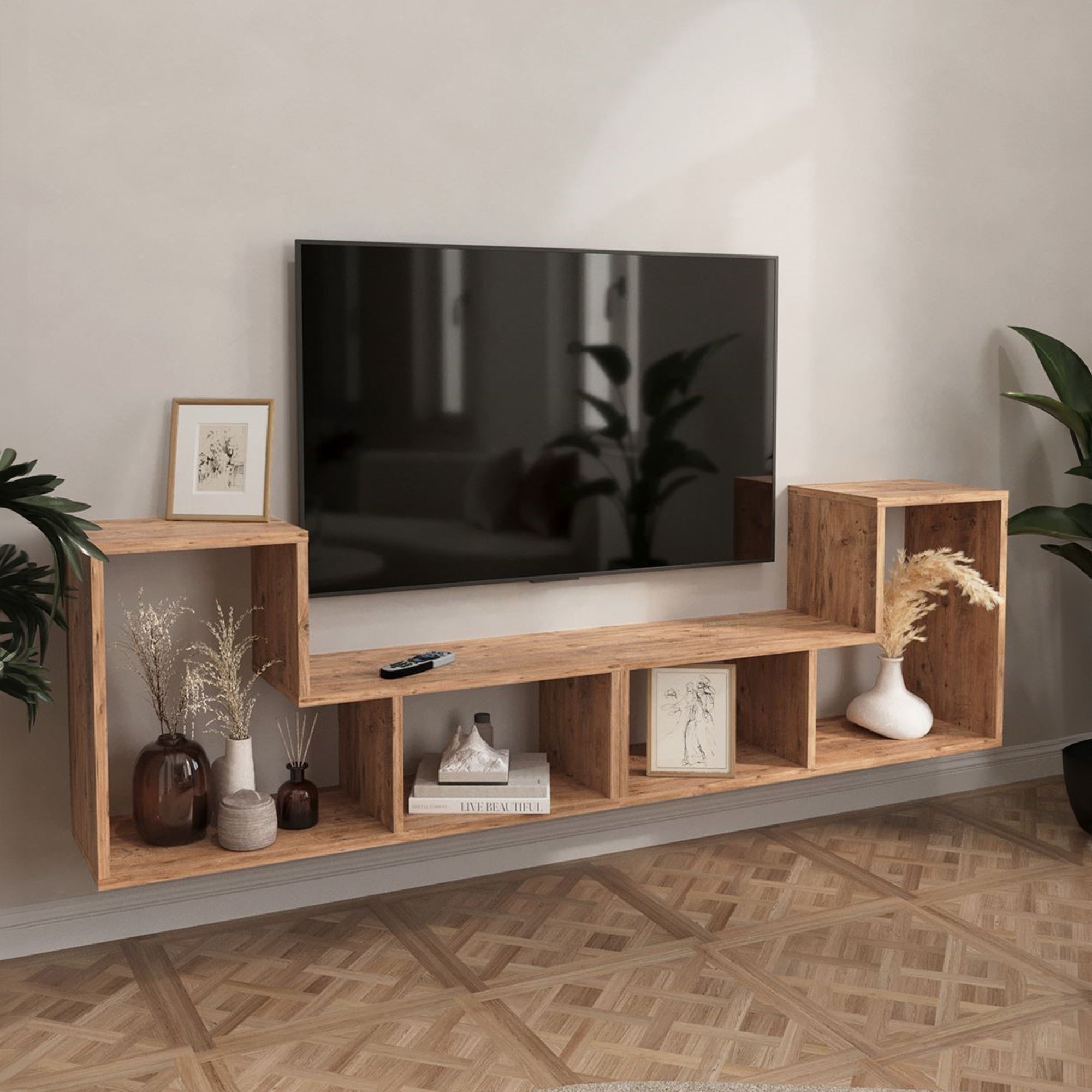 Mobile Modulare Hustersurd 2 Elementi a Forma di L - Effetto Rovere [en.casa]