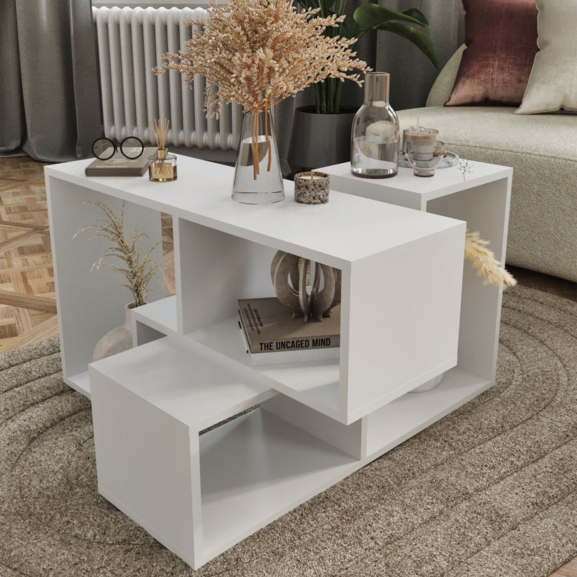 Mobile Modulare Hustersurd 2 Elementi a Forma di L - Bianco [en.casa]