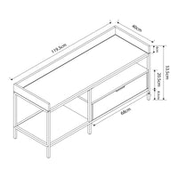 Mobile Porta TV Belana con Cassetto e 2 Scomparti Aperti 120 x 40 x 54 cm - Nero/Effetto Rovere [en.casa]