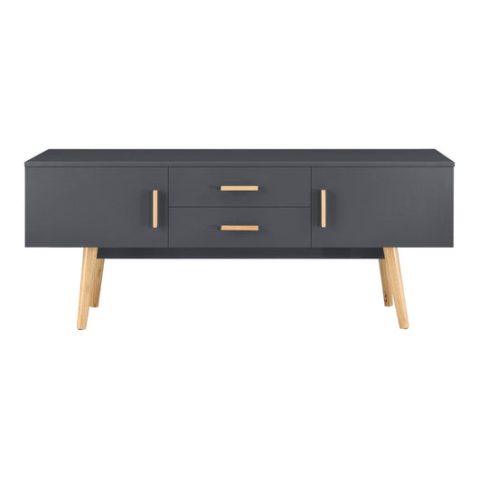 Mobile Porta TV con 2 Armadi e 2 Cassetti 140 x 40 x 56 cm Supporto TV con Passaggio Cavi Tavolino Consolle - Grigio