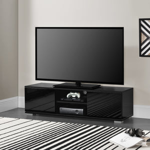Mobile TV con Scomparti Chiusi e Aperti 34,5 x 120 x 40 cm - Nero Lucido [en.casa]