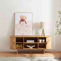 Credenza Nordkapp con Ante Scorrevoli 140 x 40 x 56 cm Naturale [en.casa]
