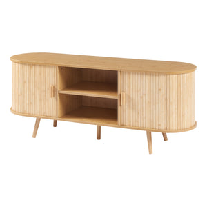 Credenza Nordkapp con Ante Scorrevoli 140 x 40 x 56 cm Naturale [en.casa]