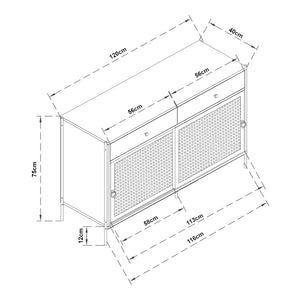 Mobile Porta TV Tysnes con 2 Cassetti e Scomparto Chiuso - Effetto Rovere / Nero [en.casa]