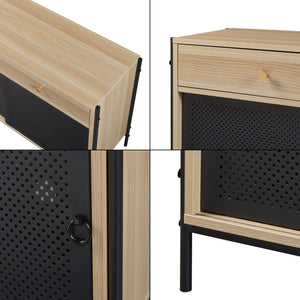 Mobile Porta TV Tysnes con 2 Cassetti e Scomparto Chiuso - Effetto Rovere / Nero [en.casa]