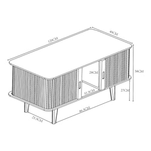 Mobile TV Tysvær 120x40x58 cm - Naturale / Azzurro [en.casa]