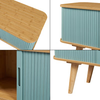 Mobile TV Tysvær 120x40x58 cm - Naturale / Azzurro [en.casa]