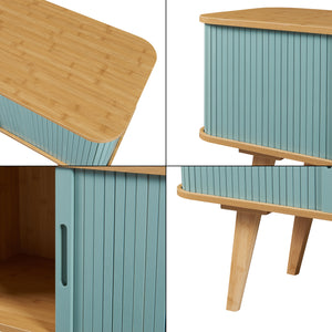 Mobile TV Tysvær 120x40x58 cm - Naturale / Azzurro [en.casa]