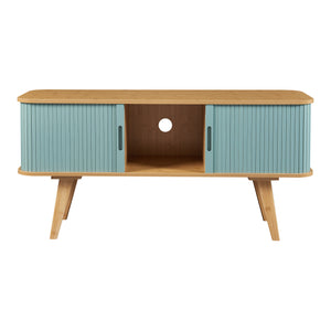 Mobile TV Tysvær 120x40x58 cm - Naturale / Azzurro [en.casa]