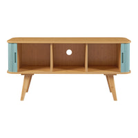 Mobile TV Tysvær 120x40x58 cm - Naturale / Azzurro [en.casa]