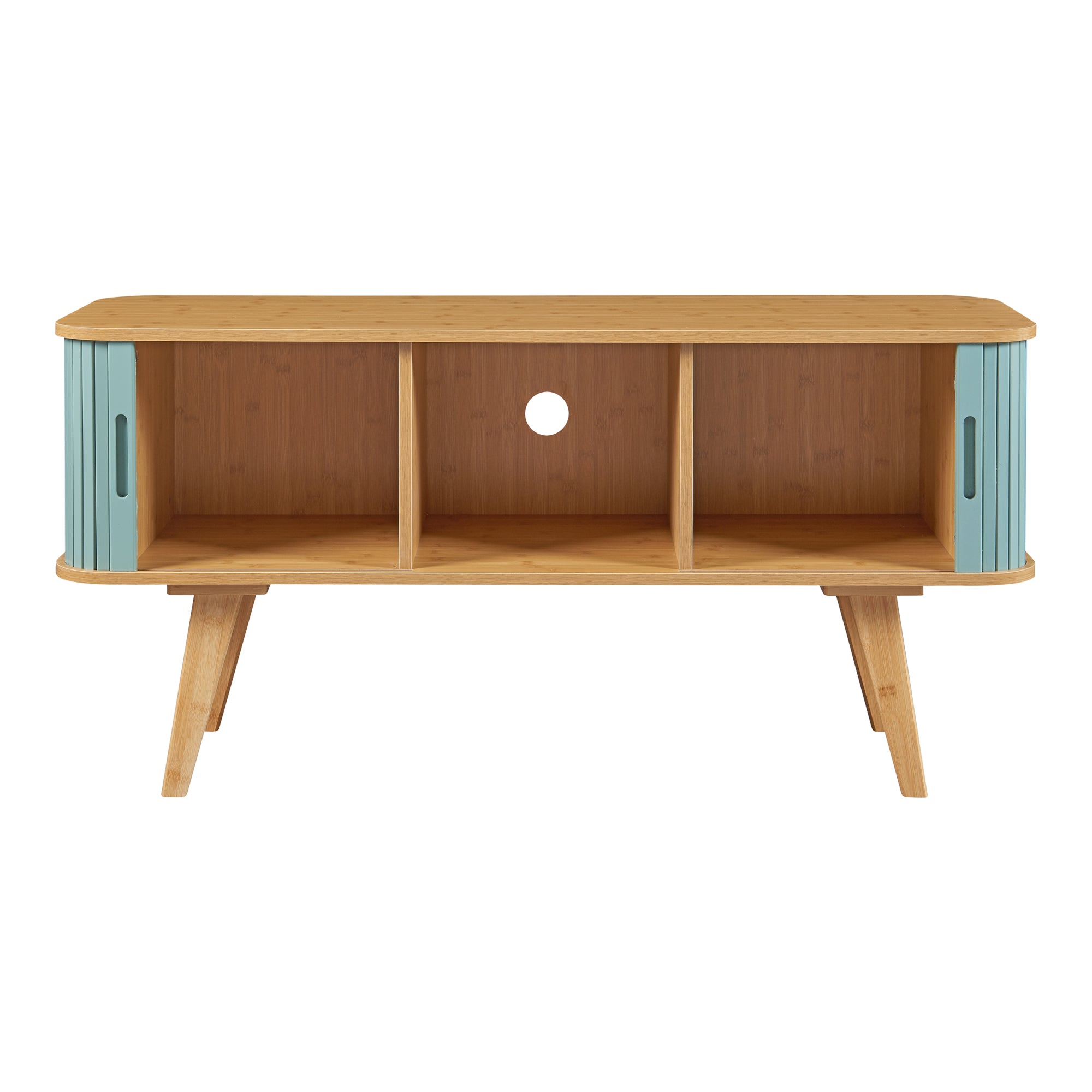 Mobile TV Tysvær 120x40x58 cm - Naturale / Azzurro [en.casa]