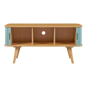 Mobile TV Tysvær 120x40x58 cm - Naturale / Azzurro [en.casa]