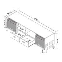 Mobile Porta TV Kvaefjord con Casseti Scomparti Aperti e Ante a Serranda - Bianco/Grigio [en.casa]
