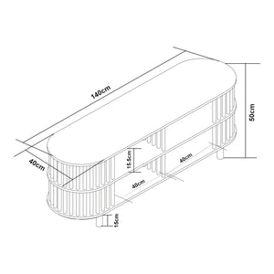 Mobile Porta TV Jarvenpaa con 4 Scomparti in Bambù 140 x 40 x 50 cm - Naturale [en.casa]