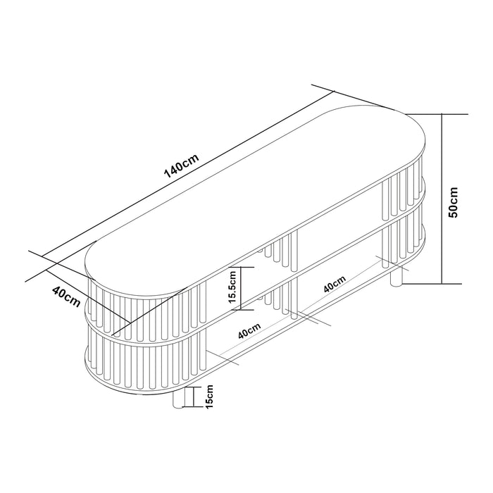 Mobile Porta TV Jarvenpaa con 4 Scomparti in Bambù 140 x 40 x 50 cm - Naturale [en.casa]