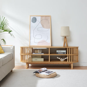 Mobile Porta TV Jarvenpaa con 4 Scomparti in Bambù 140 x 40 x 50 cm - Naturale [en.casa]