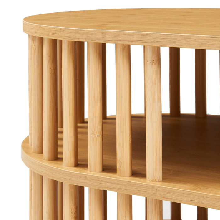 Mobile Porta TV Jarvenpaa con 4 Scomparti in Bambù 140 x 40 x 50 cm - Naturale [en.casa]